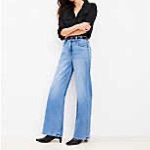 LOFT High Rise Wide Leg Jean, Light medium Wash, Size 30 10, EUC